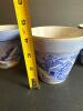 Currier & Ives-Style Blue and White Ceramic Flower Pots - 5