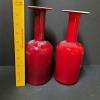 Pair of Red Cased Glass Vases with Flared Rims - 6