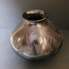 Signed Blackware Pottery Jar with Geometric Carvings - 2