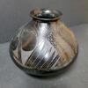 Signed Blackware Pottery Jar with Geometric Carvings - 3