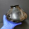 Signed Blackware Pottery Jar with Geometric Carvings - 4