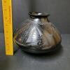 Signed Blackware Pottery Jar with Geometric Carvings - 7
