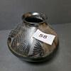 Signed Blackware Pottery Jar with Geometric Carvings - 9