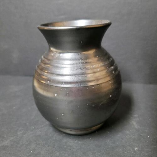 Prinknash Pottery Small Black Metallic-Glaze Vase