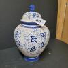 Blue and White Ceramic Lidded Jar in Floral Style - 7