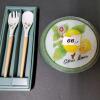 Decorative Glass Fruit Plates and Porcelain Handle Salad Serving Set - 7