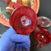 Red Boy Design Decorative Plate with Ruby Glass Sherbet Cups - 4
