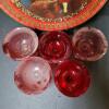 Red Boy Design Decorative Plate with Ruby Glass Sherbet Cups - 5