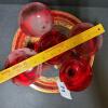 Red Boy Design Decorative Plate with Ruby Glass Sherbet Cups - 7