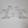 Art Deco-Style Clear Glass Double Candleholders - 2
