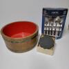 Serving Bowl, Flatware Set, and Stone Coasters Assortment