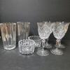 Cut Glass Vases, Bowls, and Crystal Wine Glasses in Mixed Styles