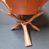 Glazed Terracotta Bowl with Wooden Tripod Stand - 3