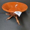 Glazed Terracotta Bowl with Wooden Tripod Stand - 8