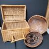 Wicker Picnic Basket, Splint Basket, and Woven Tray - 2