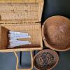 Wicker Picnic Basket, Splint Basket, and Woven Tray - 3