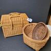 Wicker Picnic Basket, Splint Basket, and Woven Tray - 6
