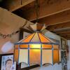 Stained Glass Swag Pendant Lamp in the Manner of Tiffany