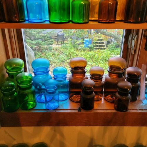 Apothecary Jars in Colored Glass Victorian-Style