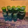 Green Glass Apothecary Jars with Stoppers