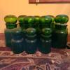 Green Glass Apothecary Jars with Stoppers - 3