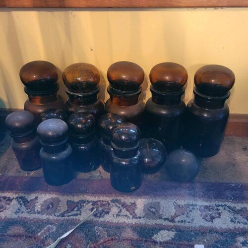 Apothecary Bottles Amber Glass With Ground Stoppers