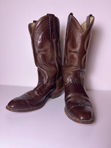 Frye Leather Western Cowboy Boots Brown Embroidered Size 9