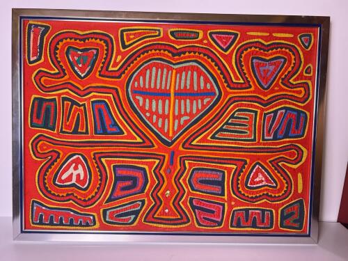 Framed Mola Textile in the Manner of Kuna Folk Art