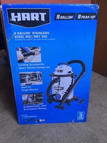 Hart 8 Gallon Stainless Steel Wet/Dry Vac 6 Peak HP