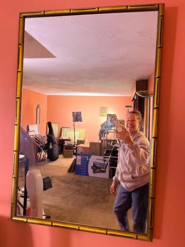 Wall Mirror With Faux Bamboo Frame 34 1/2" x 24"