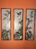 Framed Asian-Style Bird and Floral Textile Wall Hangings