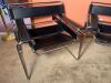 Pair of Wassily-Style Black Leather Look and Chrome Lounge Chairs - 2