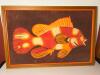 Framed Batik Fish Textile Art in Mid-Century Modern Style