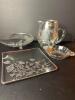 Silver Overlay Glass Tableware with Floral and Anniversary Motifs