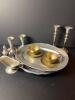 Assorted Wilton-Columbia Pewter Serveware and Brass Tea Cups