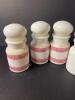 Milk Glass Apothecary Jars with Red Bands and Floral Motif - 2