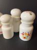 Milk Glass Apothecary Jars with Red Bands and Floral Motif - 3