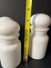Milk Glass Apothecary Jars with Red Bands and Floral Motif - 5