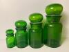 Green Glass Apothecary Jars with Stoppers