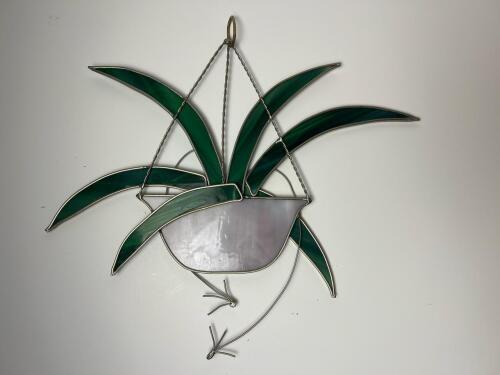 Stained Glass Spider Plant Hanging Panel