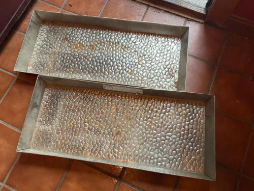 Handcrafted Metal Boot Trays With Hammered Texture