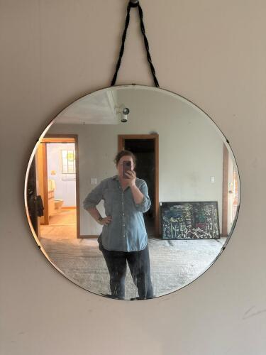 Round Hanging Mirror with Rope Edge and Backer
