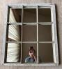 Rustic Multi-Pane Mirror with Distressed Painted Wood Frame