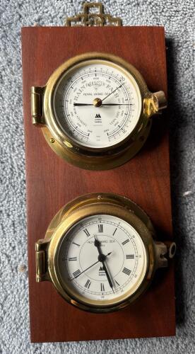 Royal Viking Sea Precision Hamburg Nautical Clock and Barometer