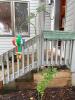 Metal Hot Air Balloon Garden Ornament on Decorative Rabbit Shepherd's Hook