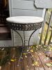 Round Marble Top Metal Accent Table With Ornate Base
