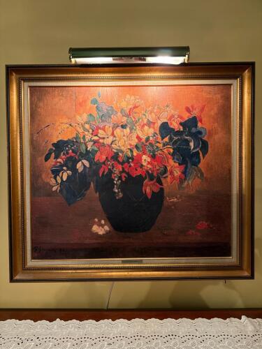 Reproduction Paul Gauguin "A Vase of Flowers", with Brass Light