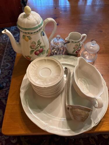 Assorted Villeroy & Boch Porcelain Tableware and Sterling Silver Ladle