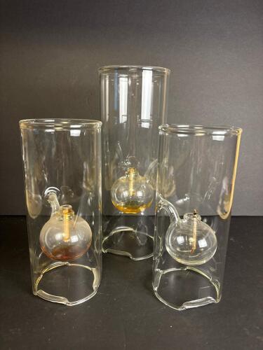 Three Wolfard Glass Spirit Burner Cylinders