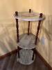 Three-Tier Marble and Wood Accent Table, Victorian-Style